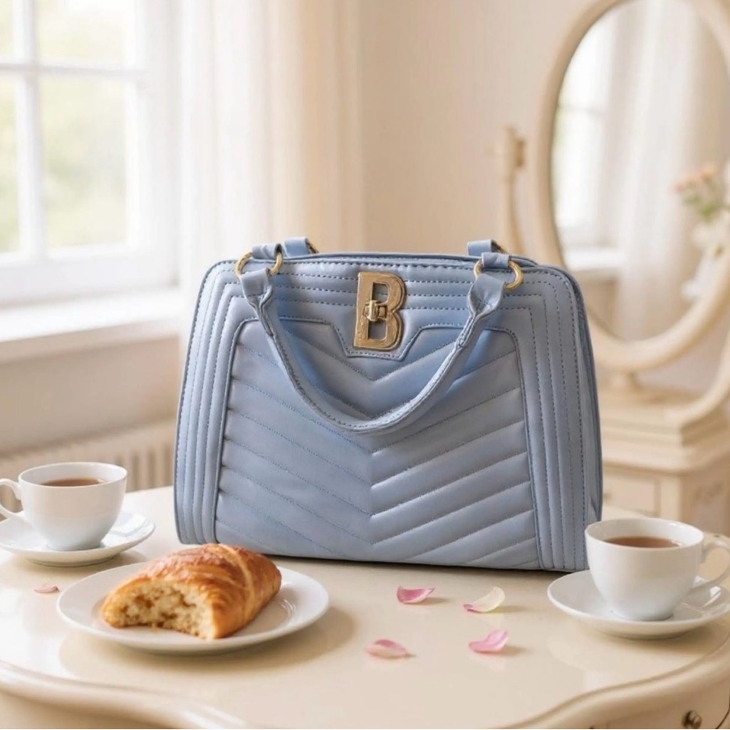 Bebe Light Blue Quilted Satchel Bebe Light Blue Quilted Satchel